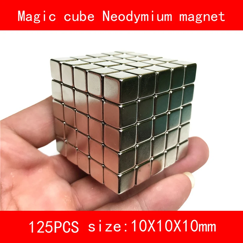 

125PCS Cube 10MM magic cube n35 permanent Neodymium Magnet for toys industrial diy