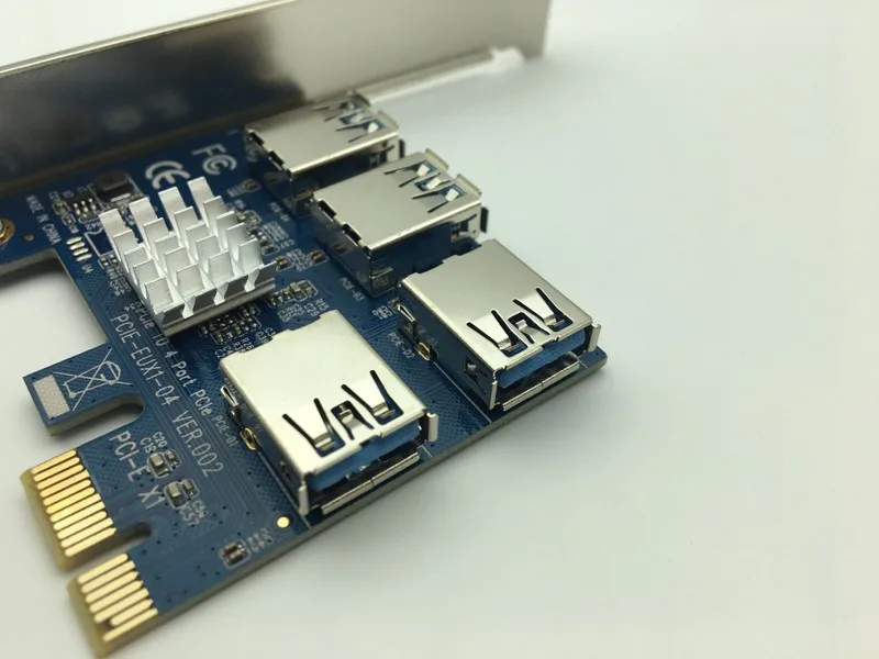4 слота PCI E 1 до Express 16X слот Внешняя плата адаптера PCIE Riser Card USB 3 0 конвертер для BTC Miner