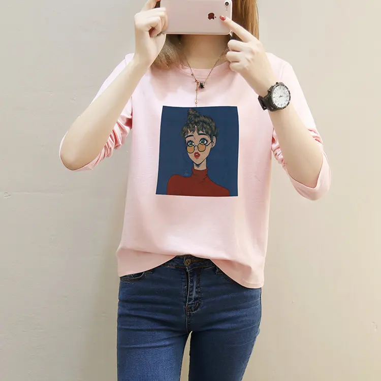 Autumn Cartoon Printed Tshirts Women's Long Sleeve T-shirt Female Casual Tees M-XXL Cotton T-shirts For Women Poleras Mujer 2019 (17)