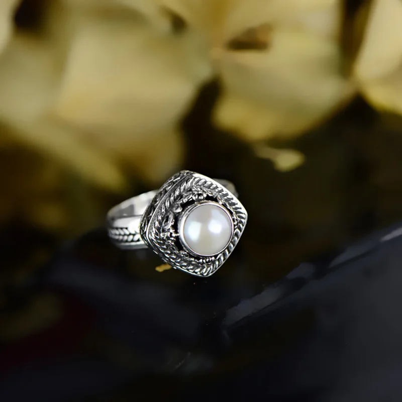 Аутентичное Стерлинговое серебро кольцо 925 для женщин персонализированные кольца для женщин элегантные натуральные жемчужные ювелирные изделия Anillo Mujer