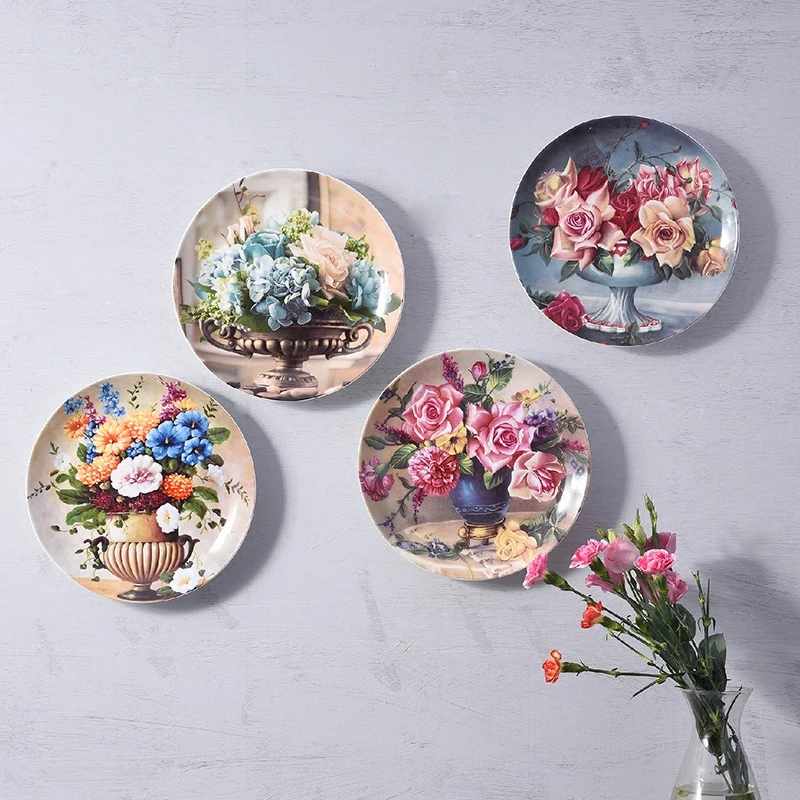 10 дюймов Европейский стиль Дворцовая настенная тарелка Декор цветочный узор керамическая фарфоровая настенная круглая тарелка украшение для гостиной