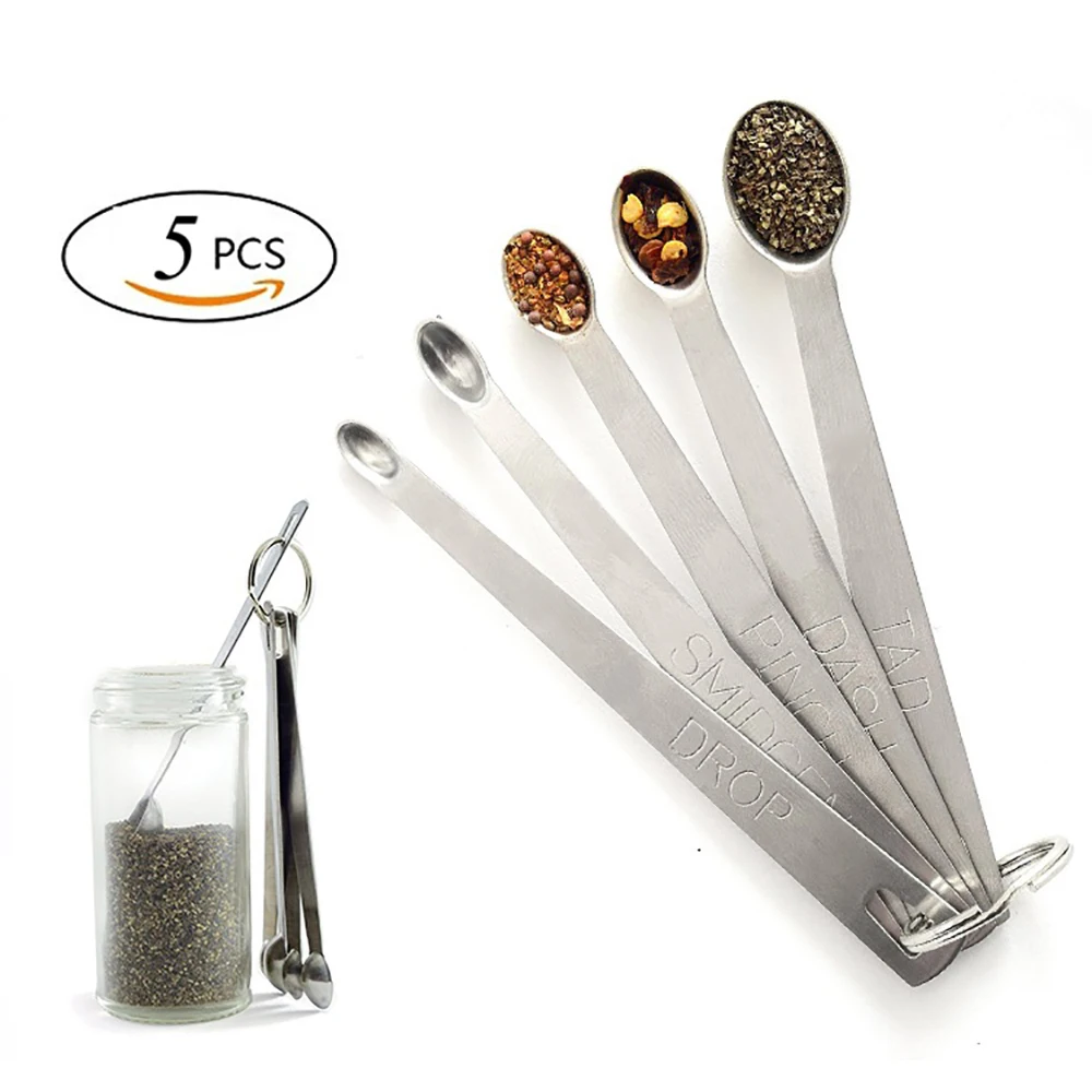 New 5Pcs Mini Measuring Spoons Stainless Steel Baking Spoon Kitchen
