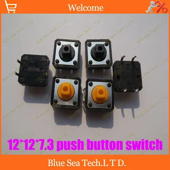 

Free Shipping Good quality 200pcs Tactile Push Button Switch 12*12*7.3MM Micro switch, square button switch yellow and balck