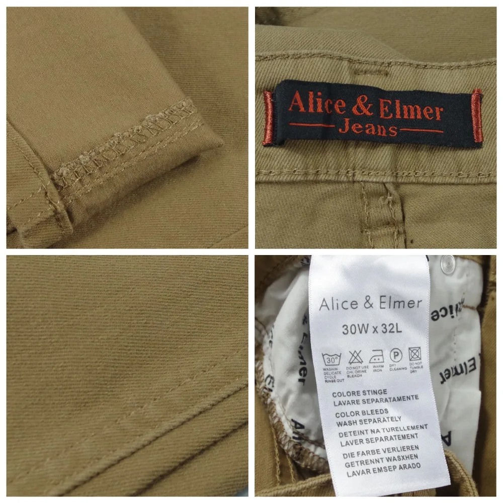 Мужские Стрейчевые джинсы Alice & Elmer прямые облегающие цвета хаки|jeans pants|straight legstraight
