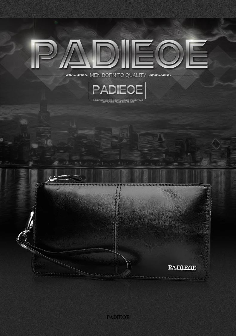 Padieoe, мужские клатчи, кошелек, Лидирующий бренд, мужские сумки, модные, натуральная кожа, Длинный кошелек, роскошный, на молнии, держатель для карт, монет, кошелек