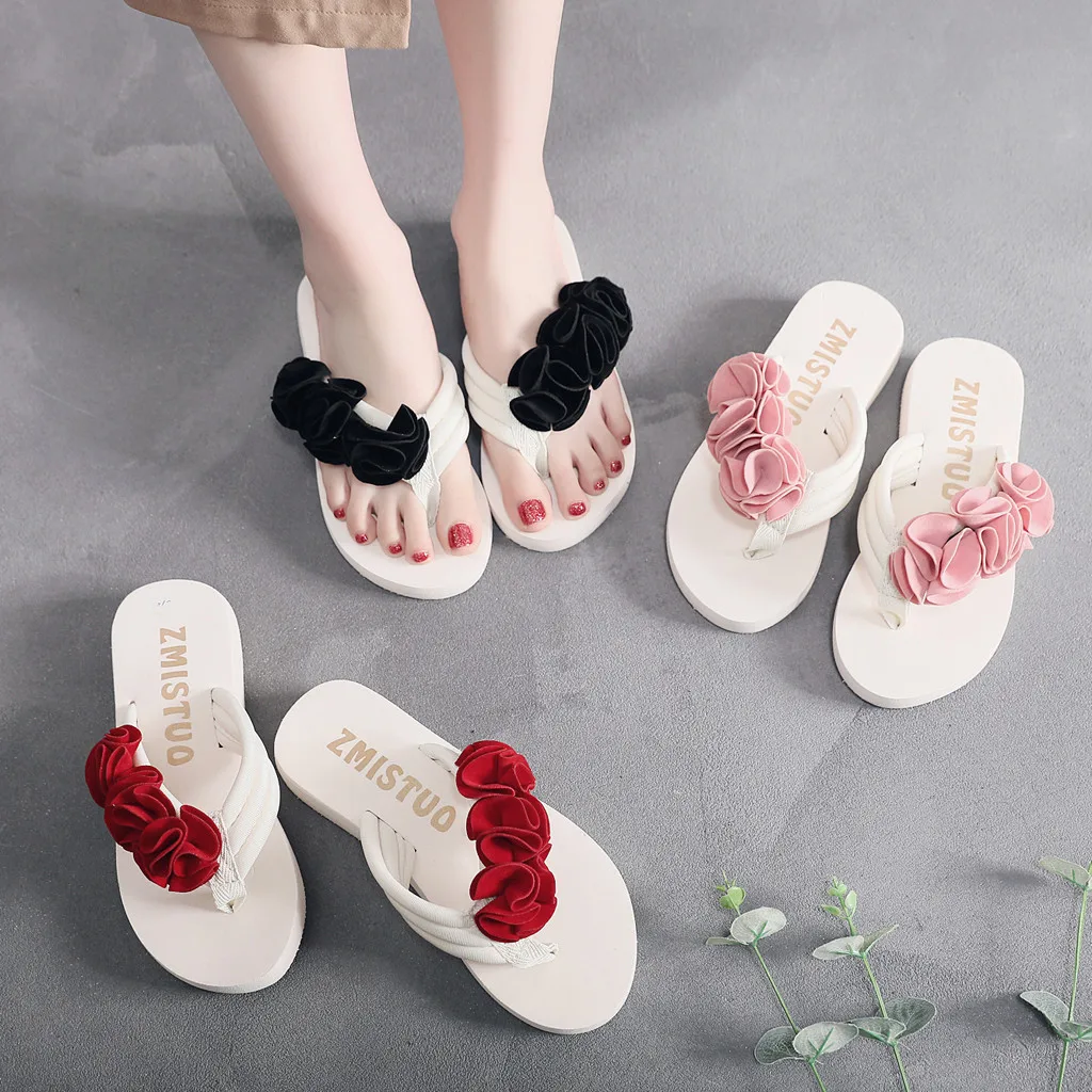 

Jaycosin Women's Fashion Round Toe Casual Outdoor Flower Slippers Leisure Flip Flops Shoes 2019 May22 p35