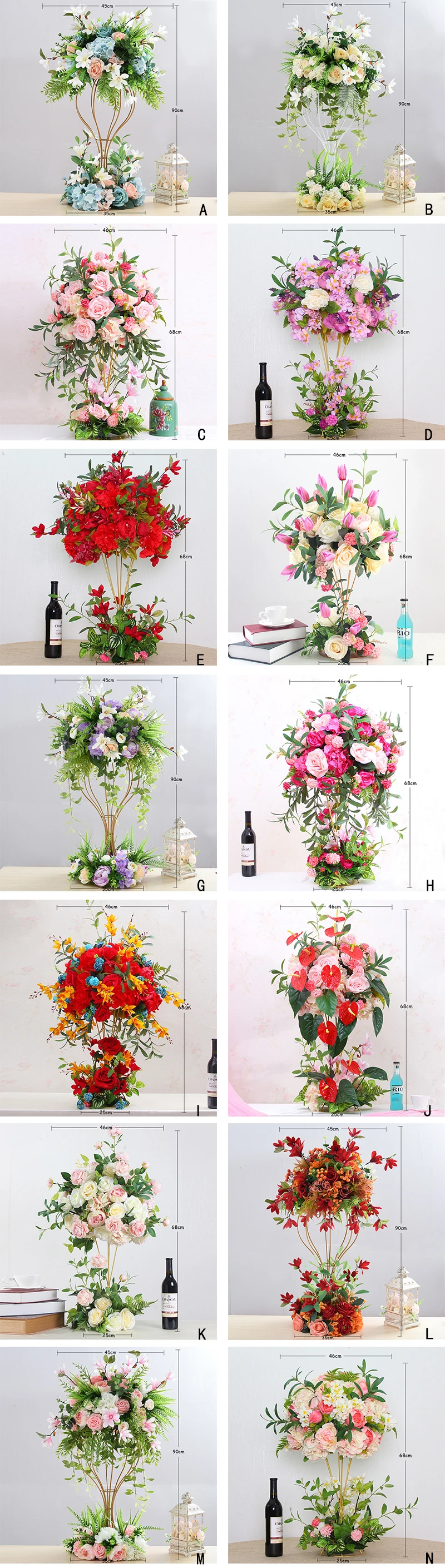 JAROWN Wrought Iron Bracket Flower Ball Wedding Main table Flower Arrangement Flower Frame Window Display Props Home Decoration (19)