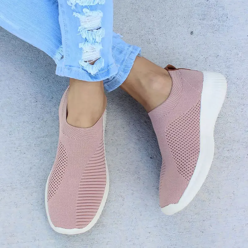 

Summer sneaksrs women shoes breathable mesh knitted slip on shoes soft flats shoes woman sports basket femme zapatos de muj