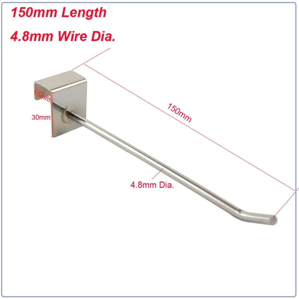 20 штук 50 мм Длина перехватчики отображения Slatwall 4 мм провод Dia. Стеллаж для выставки товаров крючки для полки супермаркета подходит для 15x30 мм трубы квадратного сечения