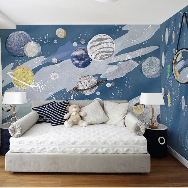 Hand Painting Cartoon Mural Outer E Universe Wall Photo Hand Painting Cartoon Mural Outer E Universe Wall Photo Murals Wallpaper For Kids Room Large Papel