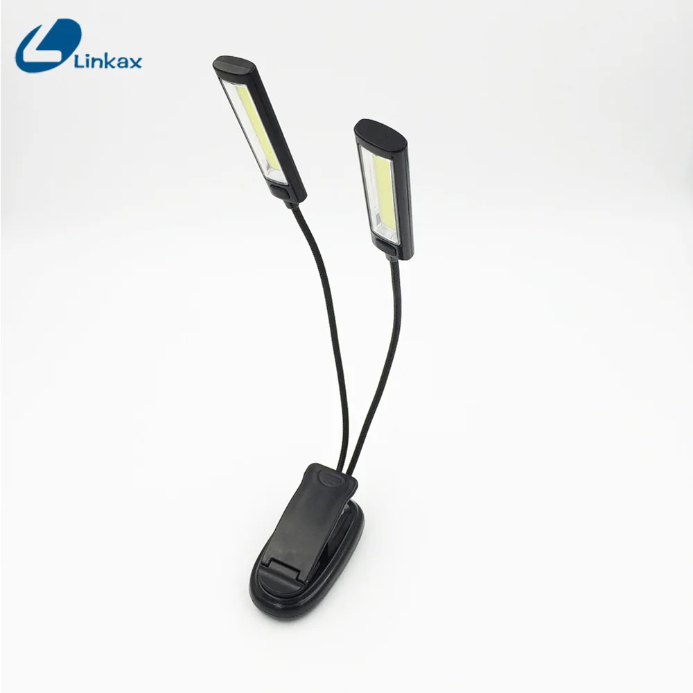 

Portable Dual Flexible Arms COB LED Clip Camping Light On Bed Book Reading Desk Laptop Music Stand Lamp Portable flashlight