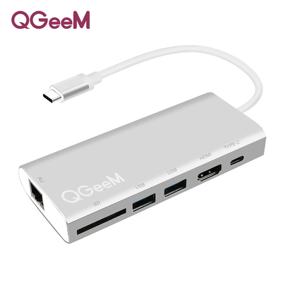 

QGEEM USB-C HUB USB C HDMI adapte All in One Card Reader RJ45 PD Adapter for MacBook Samsung Galaxy S9/S8/S8+Type C HUB USB 3.0