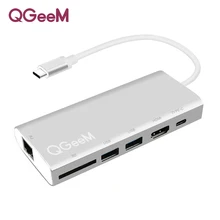 QGEEM USB-C HUB USB C HDMI  adapte All in One Card Reader RJ45 PD Adapter for MacBook Samsung Galaxy S9/S8/S8+Type C HUB USB 3.0