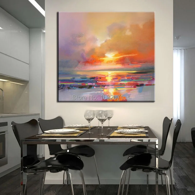 

Wholesale Handmade Abstract Landscape Beautiful Colors Morning Sky Oil Painting Landscape For Living Room Decoration Art Picture