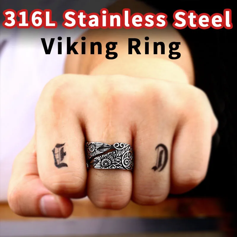 Байер 316L нержавеющая сталь Панк Винтаж Lucky для мужчин кольцо Руна викингов ювелирные изделия подарок Прямая поставка