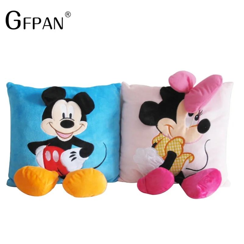 

High Quality 35*35cm 3D Cartoon Kawaii Mickey and Minnie Mouse Soft Plush Pillow Cute Cushion Birthday Gifts for Children Baby