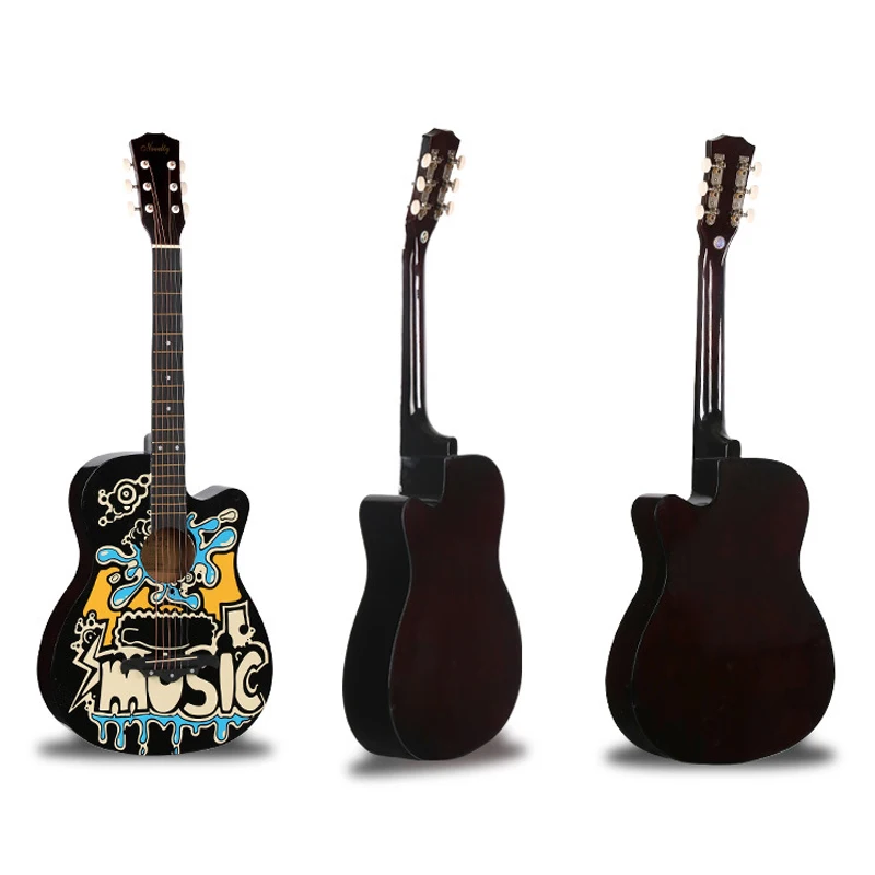38 inch Folk Guitar Color Painted Graffiti Basswood 6 Strings Guitarra Unisex Beginner Home-schooling Musical Instruments AGT63 38 inch Folk Guitar Color Painted Graffiti Basswood 6 Strings Guitarra Unisex Beginner Home-schooling Musical Instruments AGT63