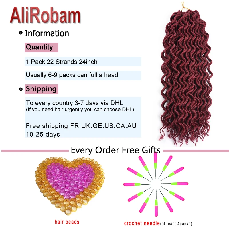 AliRobam богиня искусственные локоны в стиле Crochet волосы 18 дюймов длинные косички из