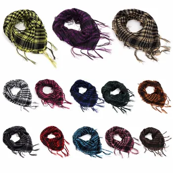 

Women Men Unisex Cotton Linen Wrap Winter Warm Kerchief Scarf Tassels Plaid Print Vintage Square Shawl 95x95cm