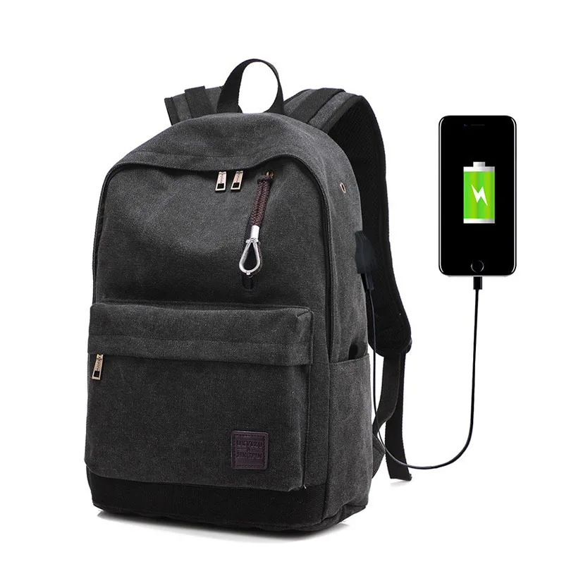 

2017 New Fashion Men Backpack Canvas USB Backpacks Casual Laptop Bag Luxury Designer Brand Backpack High Quality Travel Bags