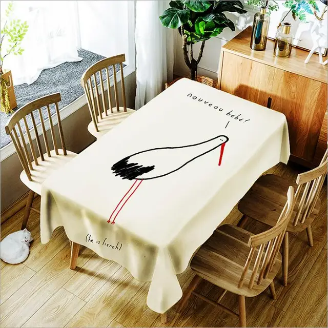 Waterproof Oilproof Table Cloth Polyester Tablecloth Dining Kitchen Waterproof Oilproof Table Cloth Polyester Tablecloth Dining Kitchen Cover Protector Oil Cartoon Animal