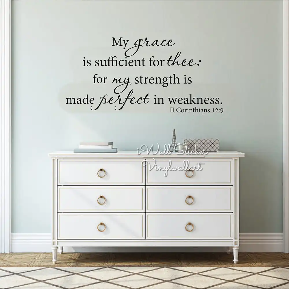 Bible Quotes Wall Decal Inspirational Bible Lettering Strength
