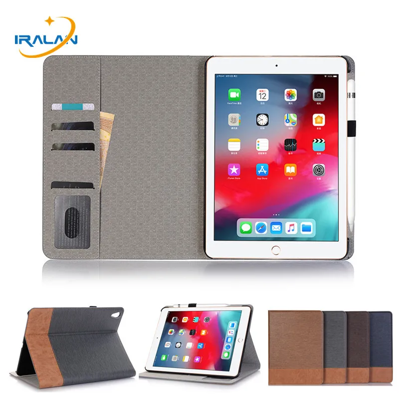 

PU Leather Cross Pattern Flip Stand Smart Case For Apple iPad Pro 11 2018 A1980 Tablet Cover With Pencil Holder+Protective film