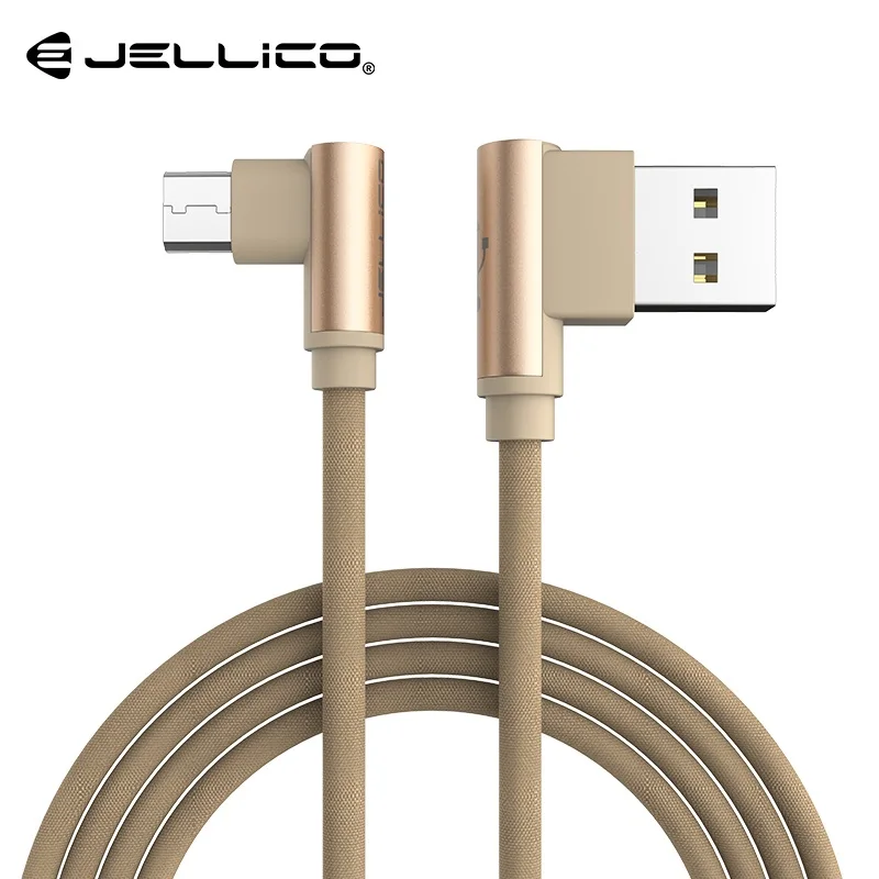 Jellico Быстрая зарядка Micro USB кабель угол 90 градусов L Форма нейлон плетеный кабель зарядного устройства для Xiaomi huawei Micro USB порт - Цвет: Gold