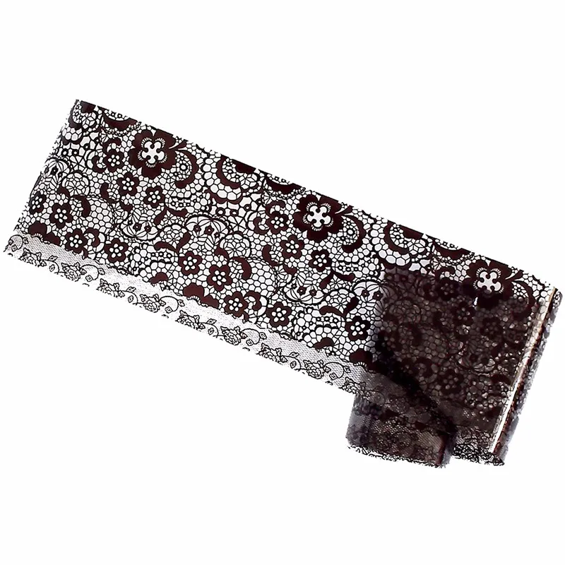1 Piece Black Flower Lace Pattern Design Nail Art Sticker Manicures Tool Accessories Polish Wrap Nail Transfer Sticker Women 02#