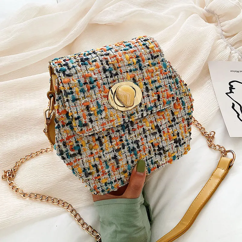 

Wool Hexagon Crossbody Bags For Women 2019 Chain Shoulder Messenger Bag Female Fall Handbags Colors Cross Body Bag