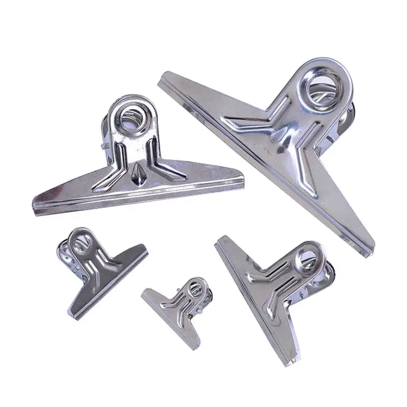 

DELVTCH Round Metal Grip Clips Silver Bulldog Clip Stainless Steel Ticket Paper Clip Stationery For Tags Bags Office