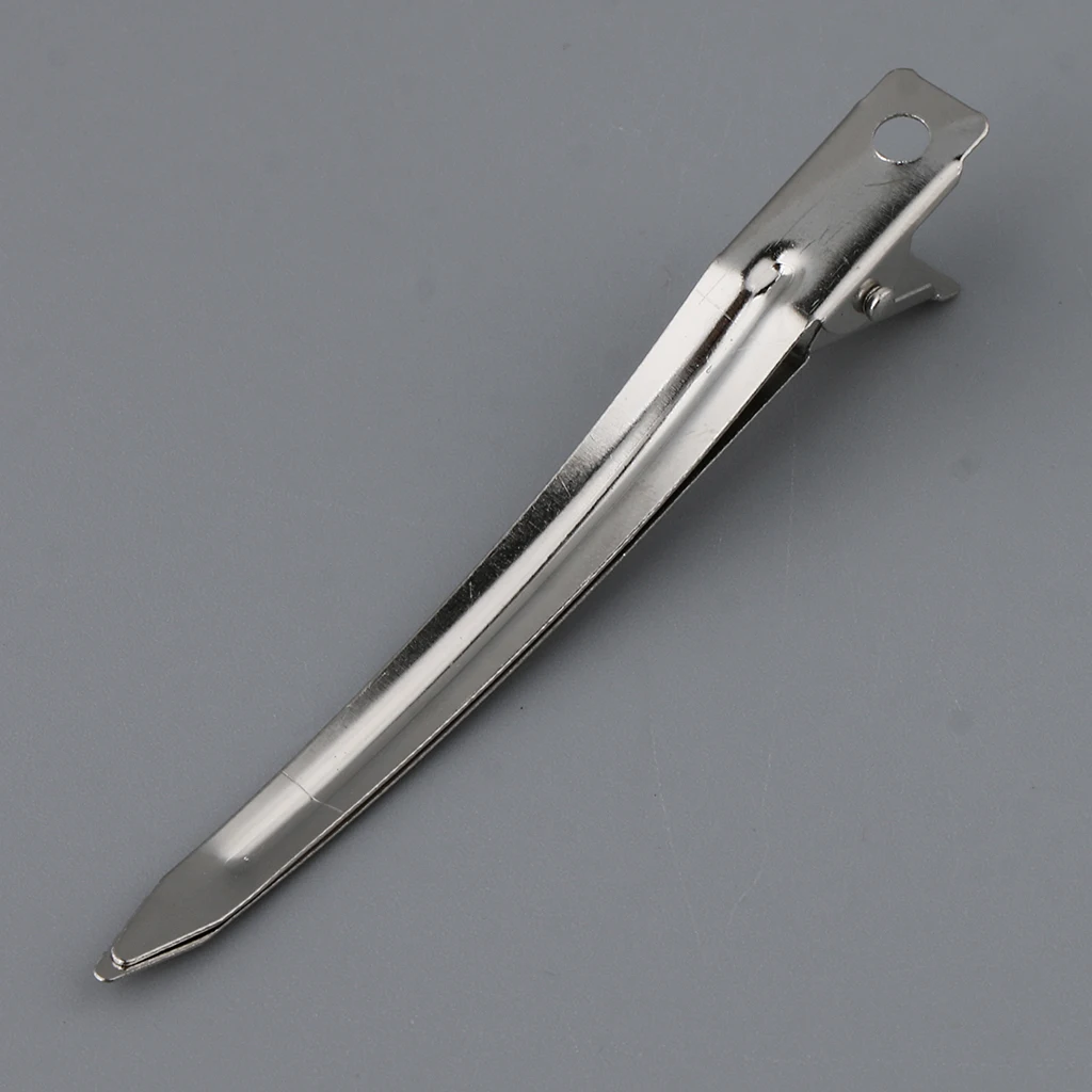 

10x 3.5 Inch Curved Alligator Hair Clips Silver Metal Crocodile DIY Clip Bows Pin for Cutting Styling Blow-drying