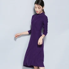 2018 new hot spring dress cashmere lady clothing long half quality cashmere sweater girls shirt slim wool knitted sweater dress