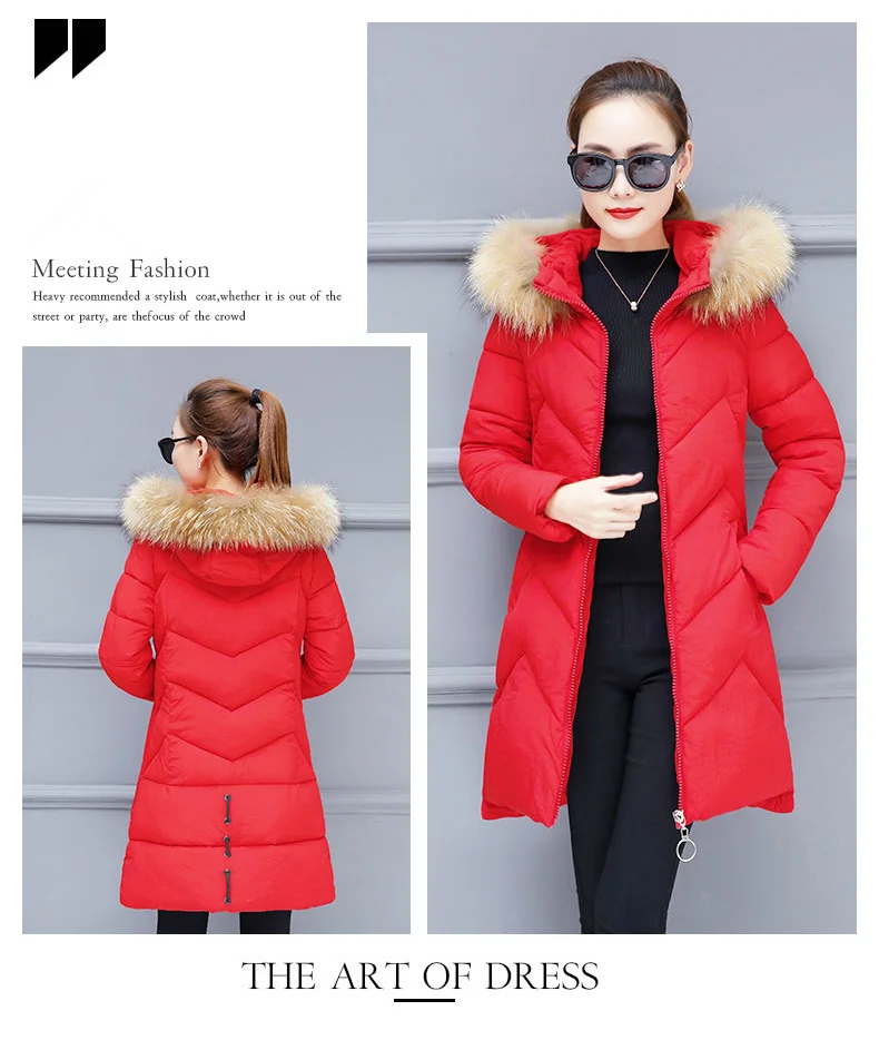Padded Long Winter Coat Women Plus Size 3XL Ladies Coats With Fur Fake Collar Hooded Jacket Zipper Coat For Female 2018 New CH601 (10)