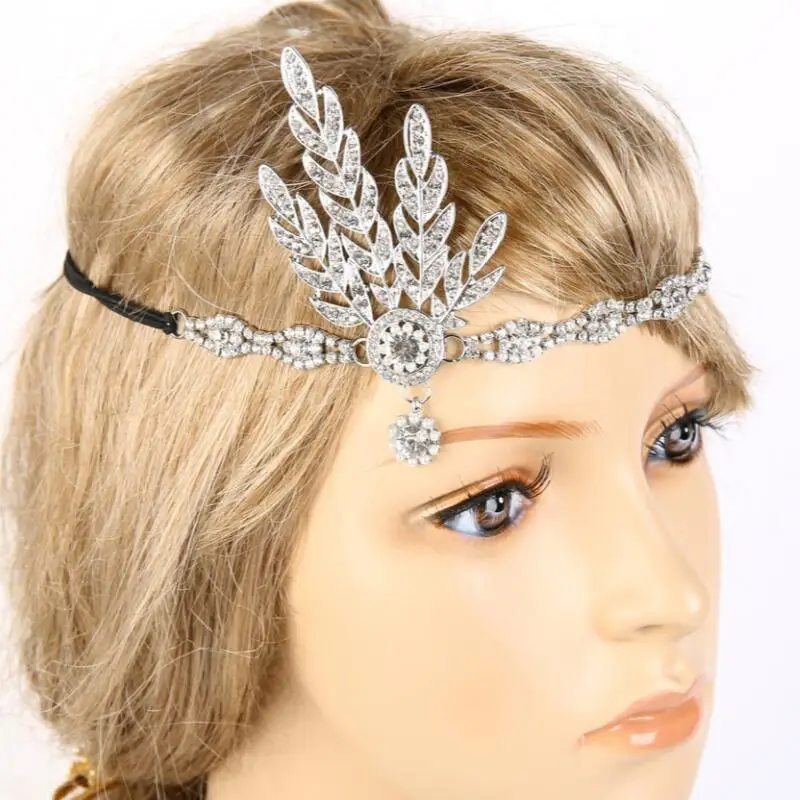 

2019 Art Deco Women 1920s Vintage Bridal Headpiece Costume Hair Accessories Flapper Great Gatsby Leaf Medallion Pearl Headband