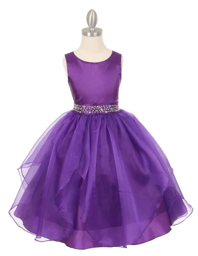 2016 Newest Purple Flower Girls Dresses With Crystal Sash Accessory