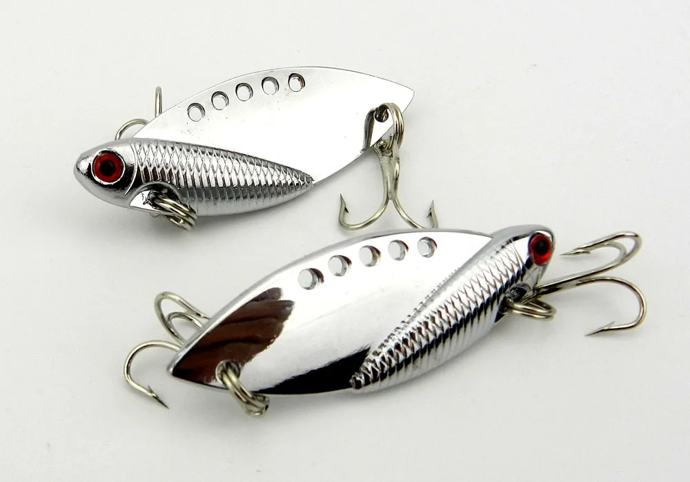 Fly Fishing 12pcs Vibration Metal Fishing Lure Bass Vib Bait Fish Spoon Lures Balance 5cm 11g