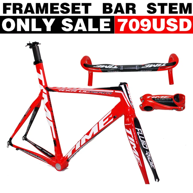 Best price at $674 Cheap Hot Selling!T1000 carbon road bike Time RXRS Ulteam carbon road frame time bicycle frame bb30 frame TIME handlebar stem