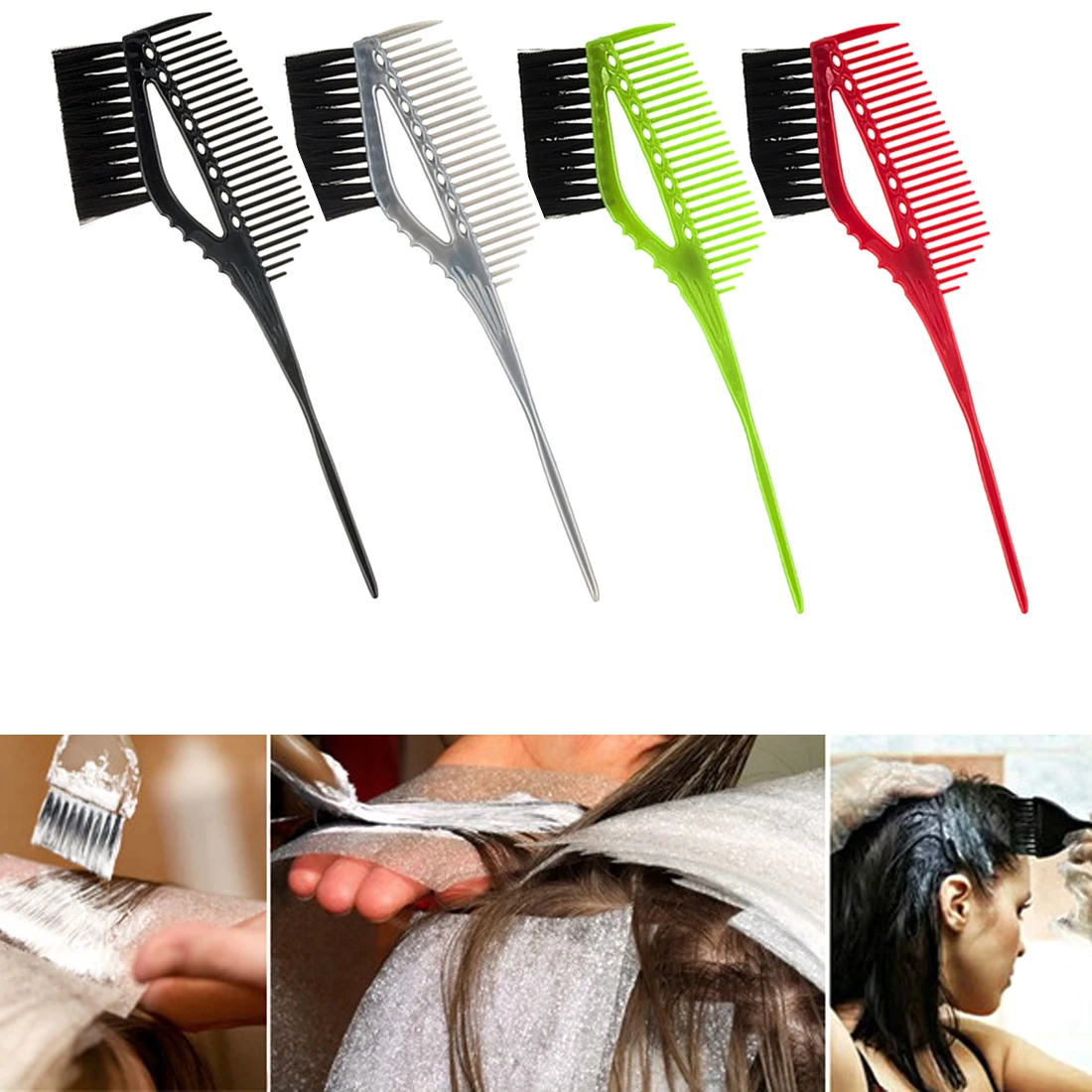 Pro Salon Hair Dye Coloring Brushes Comb With Brush Barber Tint