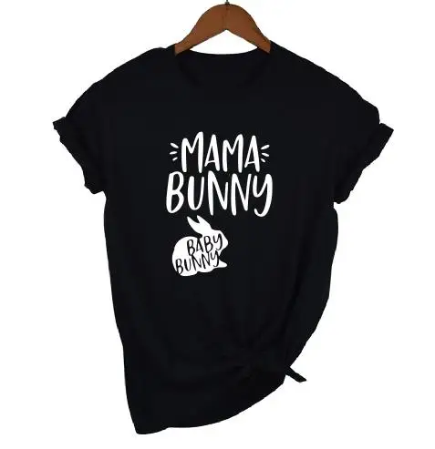 

PADDY DESIGN Mama Baby Bunny Pregnancy T-shirt Baby Shower Gift Mommy Top Tee Casual Short Sleeve Female Femme T Shirt Drop Ship
