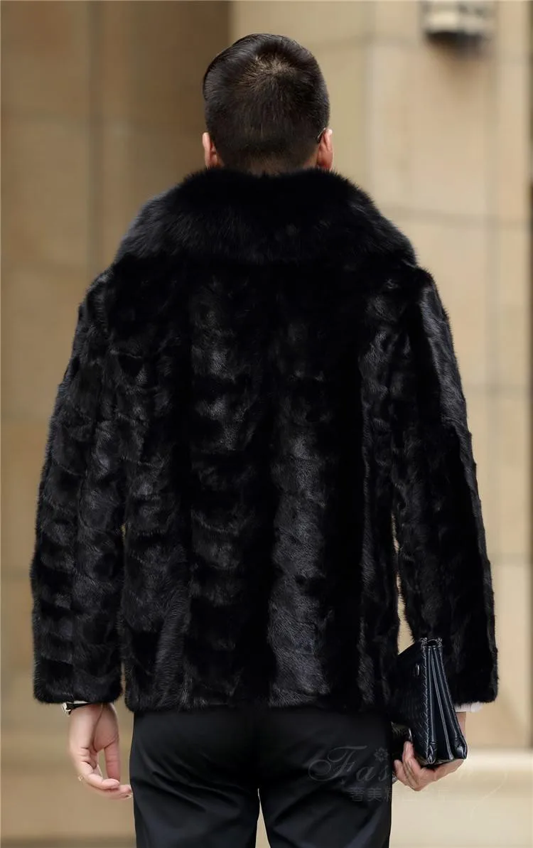 Деловая мужская куртка из натурального меха норки с воротником Новое поступление шуба из натуральной норки для мужчин