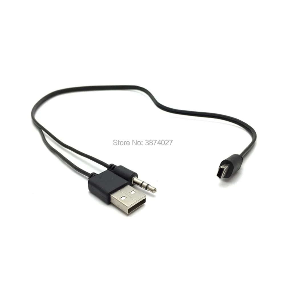 Высококачественный 2 в 1 USB мини 5 Pin + 3 мм AUX кабель Черный и зарядное устройство для