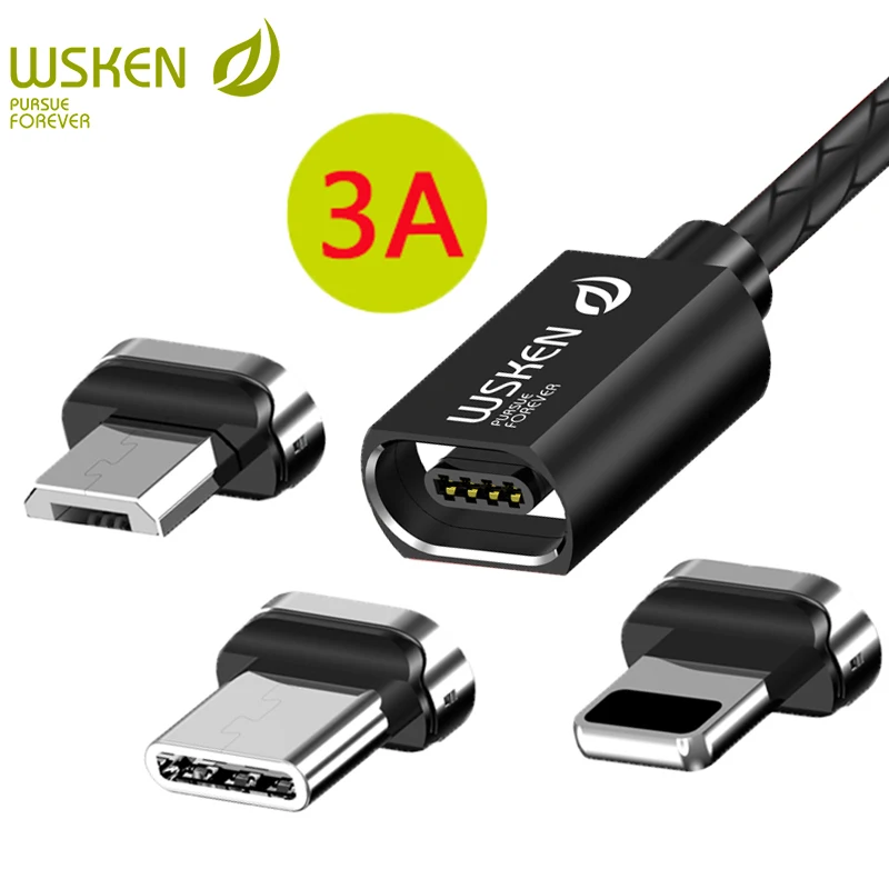 

WSKEN X1 Magnetic Cable USB Type C Cable for iPhone Charger 3A Magnetic Charging Micro USB Cable & USB C Cable Wire for Samsung