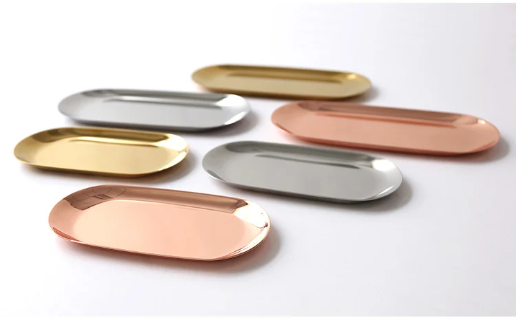 Nordic style metal small dish tray cute dishes oval serving dish party plates small plate plates gold silver dessert plate