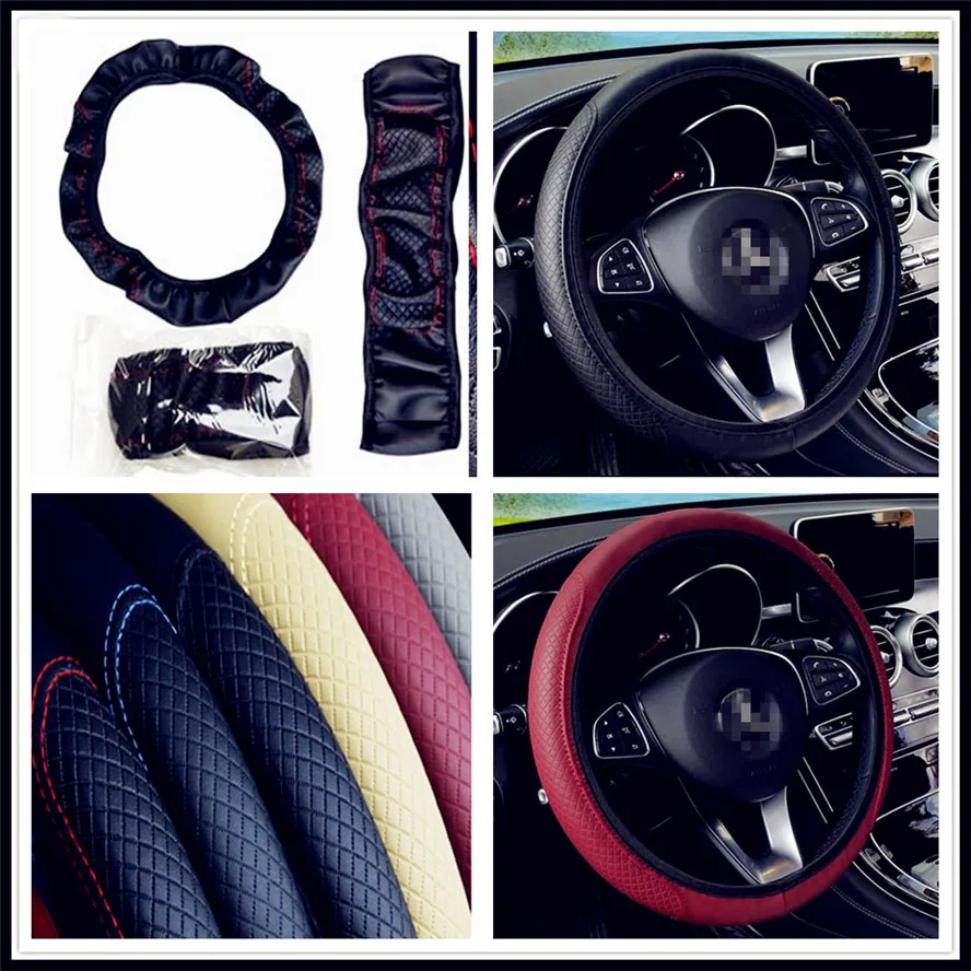 Автомобиль 38 см Авто Руль искусственная кожа оплетка Крышка для Skoda Opel DAF RAM