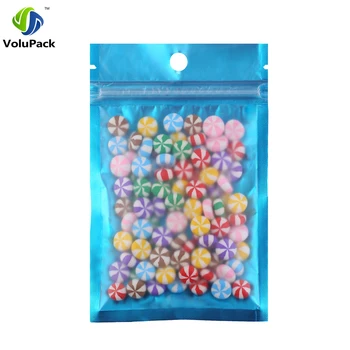

8.5x13CM 100pcs Clear/ Blue/ Silver flat bottom frosted Translucent aluminium foil Small size plastic package zipper bags