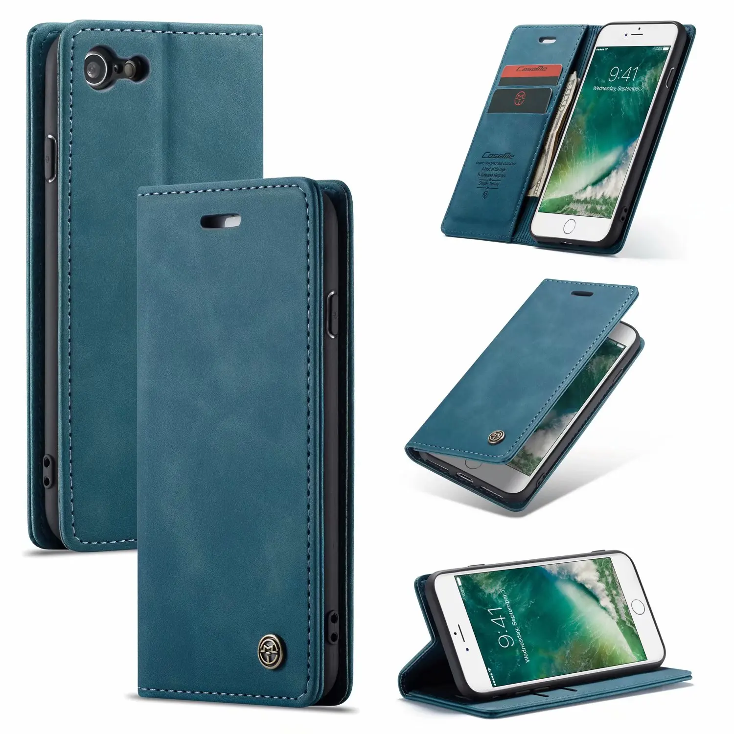 

CaseMe Retro Leather Case For iPhone 7 8 XR XS Max 360 Luxury Magnetic Card Holder Wallet Cover For iPhone X 6 6s Plus Case