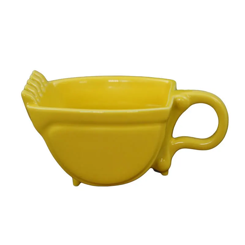 

Creative Gifts Birthday Present Mini Tea Cup Interesting Fun Toys Excavator Scoop Ashtray Model Ceramic Yellow Coffee Cups Copo