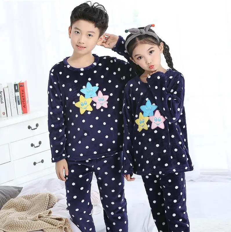 Winter Children Fleece Pajamas Thicken Warm Flannel Sleepwear Girl ...