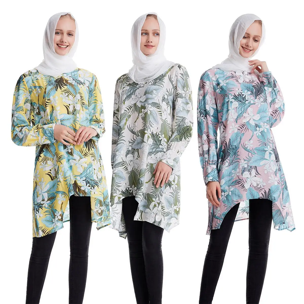 

Women Floral Dress Muslim Blouse Long Robe Abaya Islamic Top Arab Kaftan Jilbab Ramadan Loose Long Tops Long Sleeve 2019 Autumn